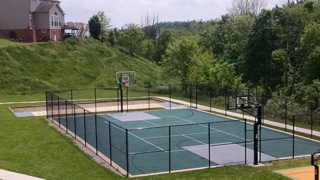 Outdoor modular full-basketball court