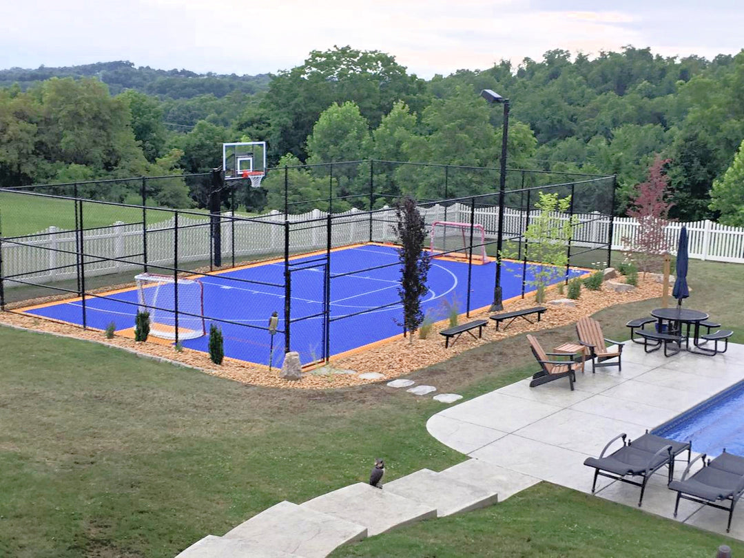 outdoor blue modular court