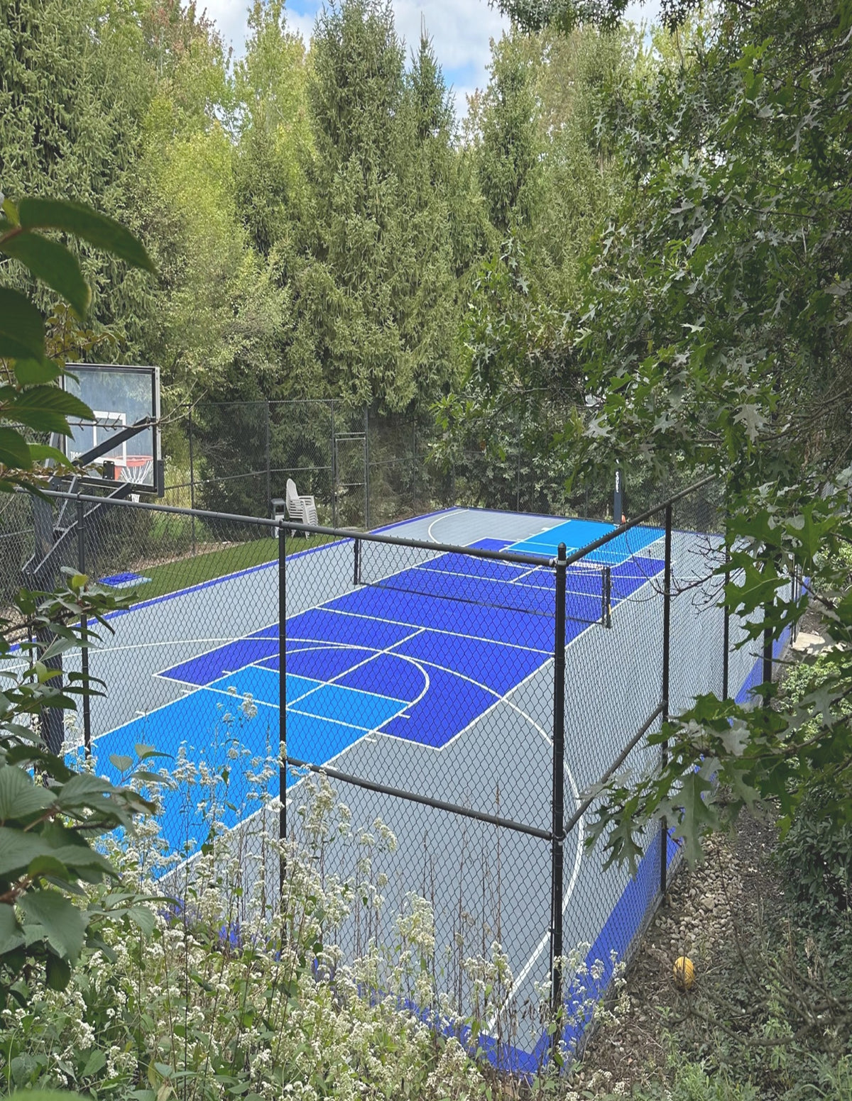 Modular full basketball court with outdoor pickleball