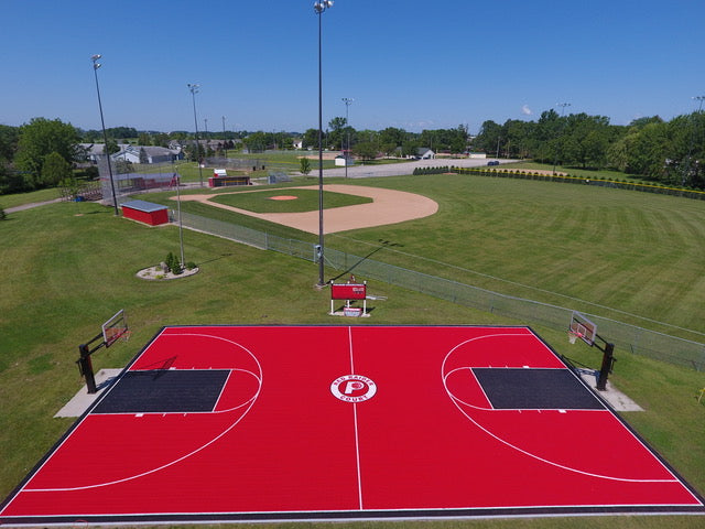 red custom basketball court